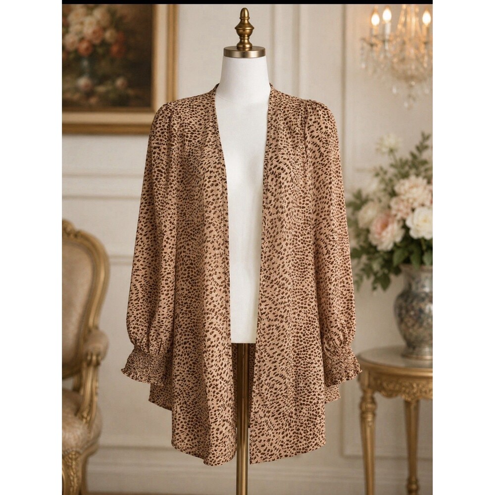 ELINGS Women’s Animal Print Open Front Kimono Cardigan Size S